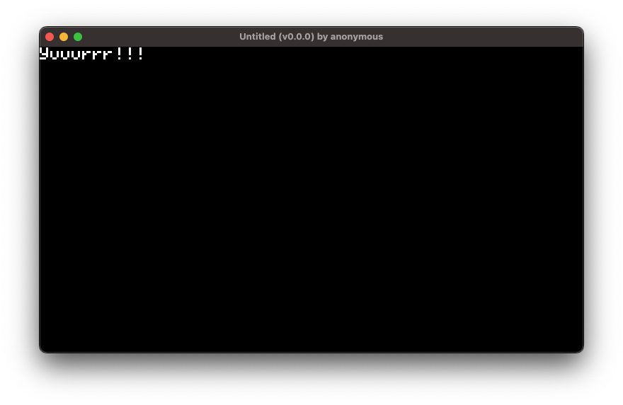 Turbo game window with the text &quot;yuuurrr!!!&quot;