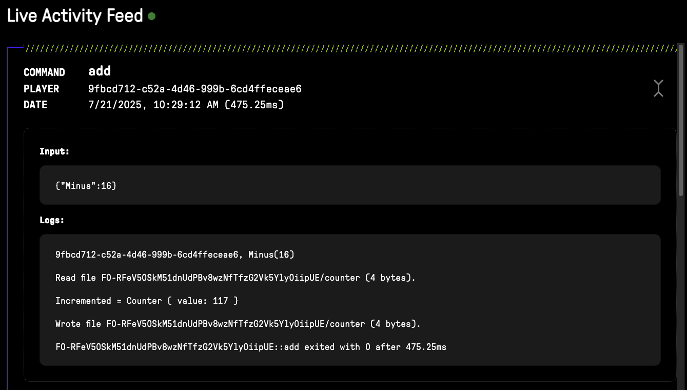Turbo OS Live Activity Feed