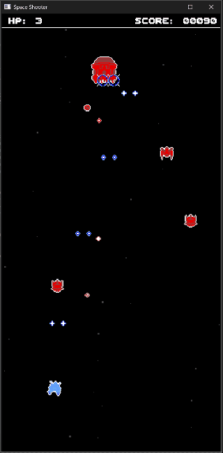 Turbo game window with the finished Space Shooter game in action.