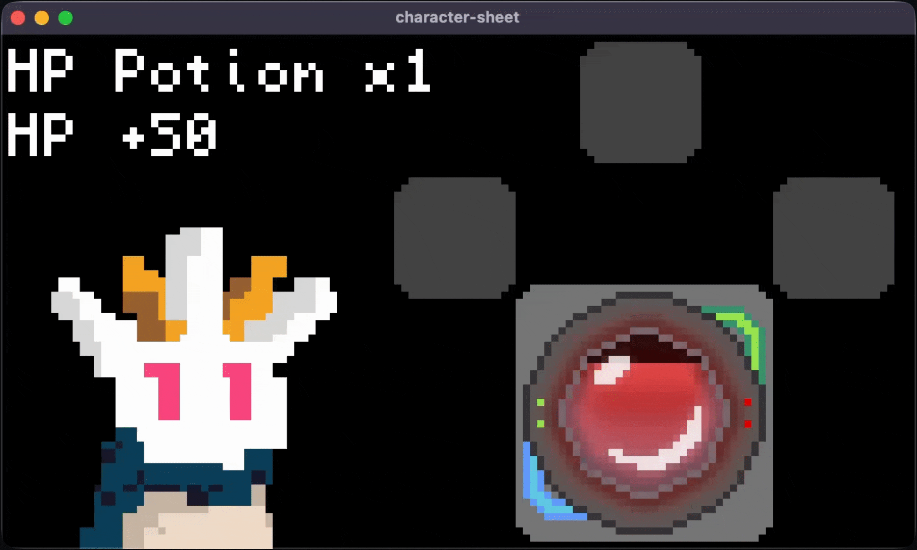 Inventory screen completed with character and tweening