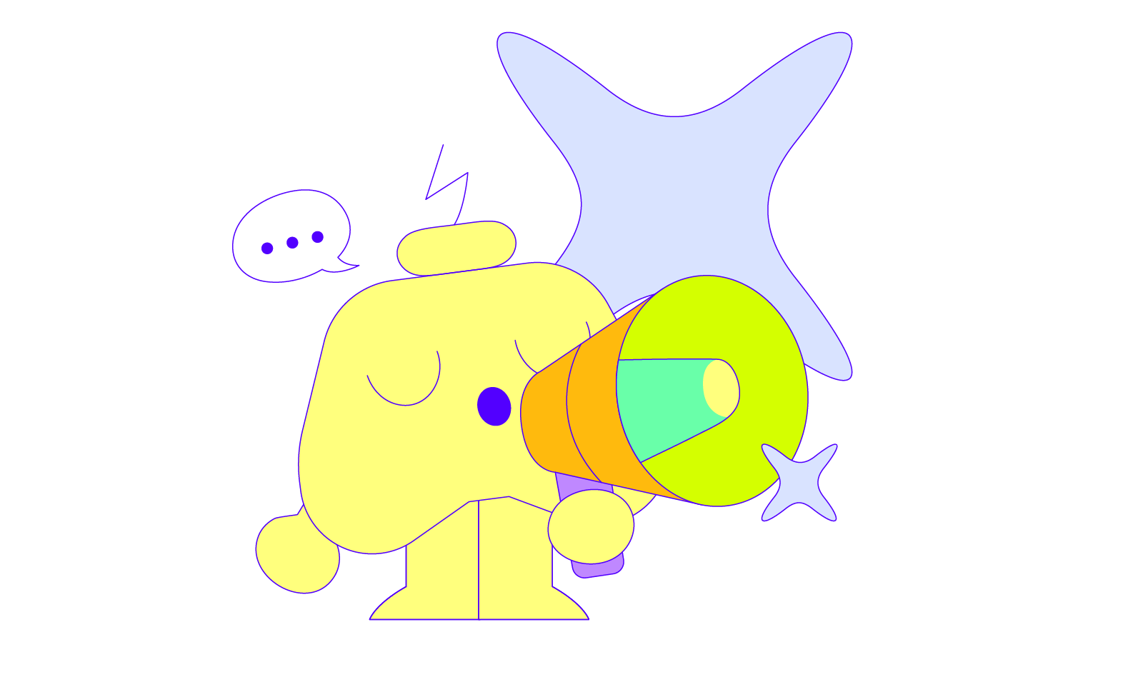 Turbi talking into a megaphone